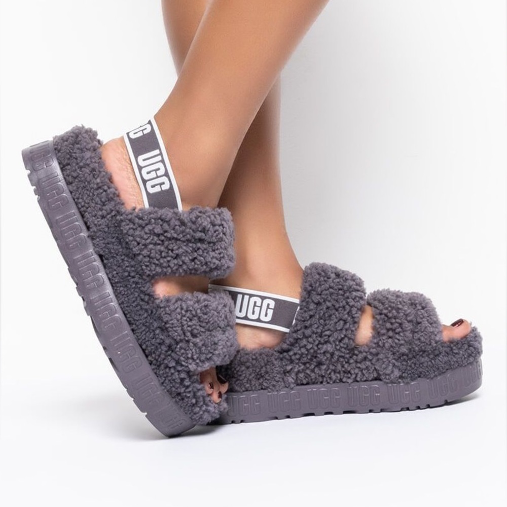 ✨HP✨ UGG Oh Fluffita Genuine Shearling Slingback Slippers in Shade